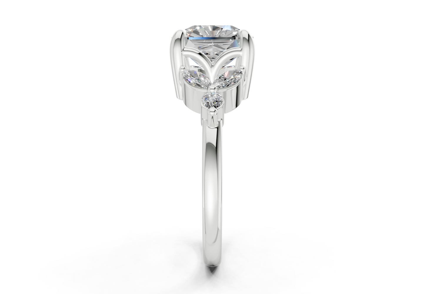 Elysium Diamond Accent Radiant Square Cut 1.9mm Engagement Ring