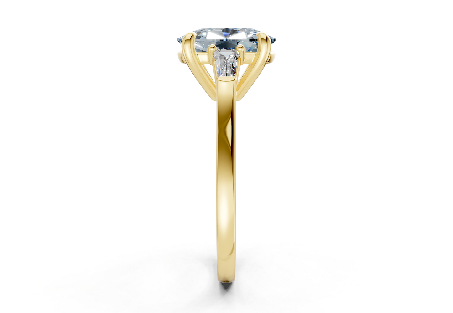 Isla Blue Diamond Three Stone Elongated Cushion Cut 1.8mm Engagement Ring