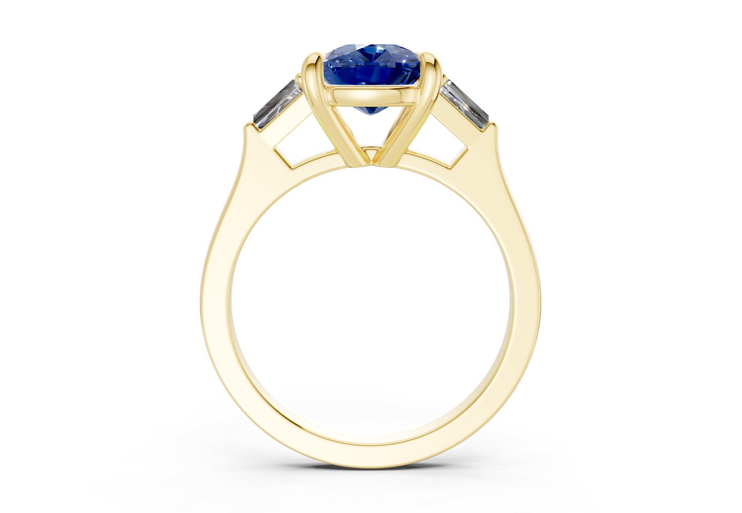 Isla Sapphire Gemstone Three Stone Elongated Cushion Cut 1.8mm Engagement Ring