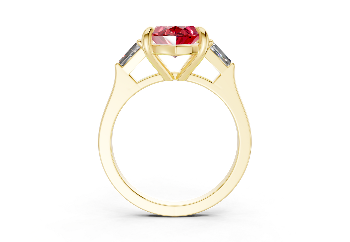 Isla Ruby Gemstone Three Stone Marquise Cut 1.8mm Engagement Ring