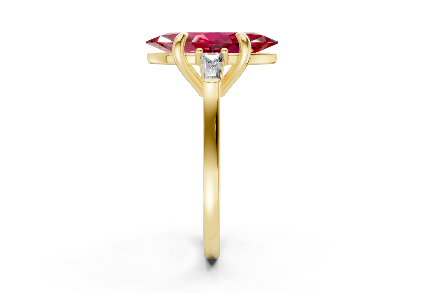 Isla Ruby Gemstone Three Stone Marquise Cut 1.8mm Engagement Ring