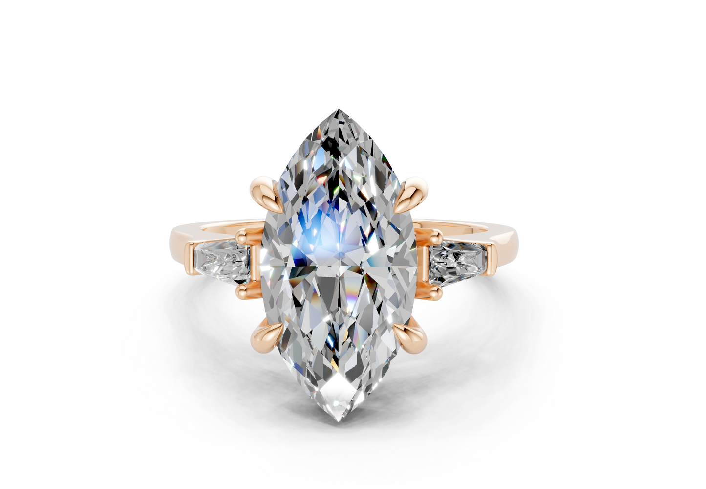 Isla Diamond Three Stone Marquise Cut 1.8mm Engagement Ring