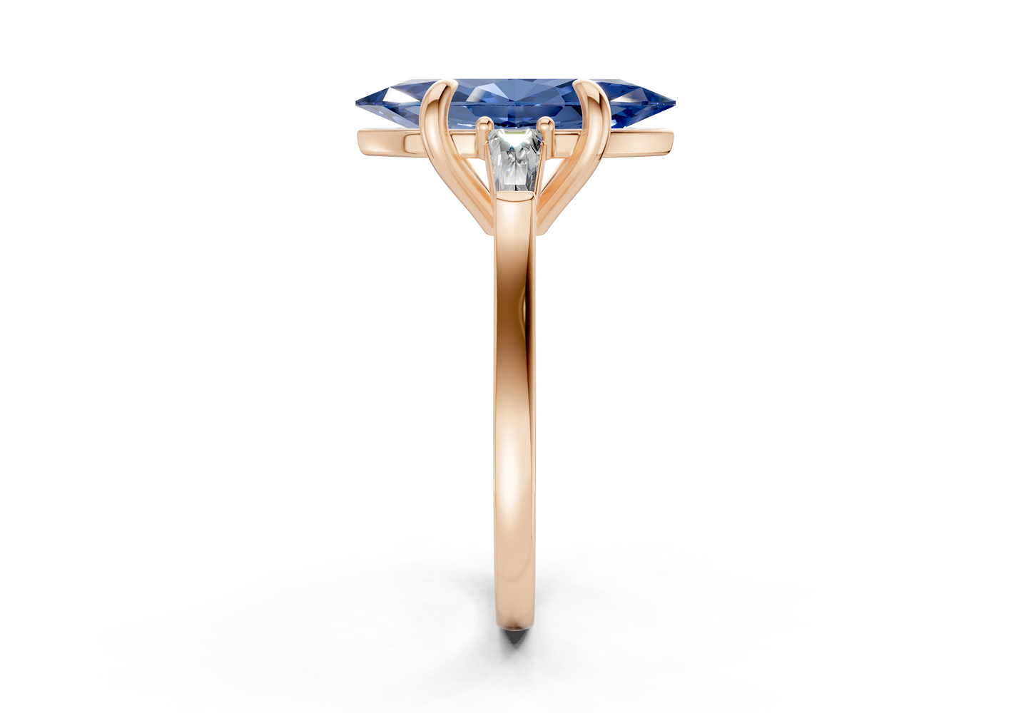Isla Sapphire Gemstone Three Stone Marquise Cut 1.8mm Engagement Ring