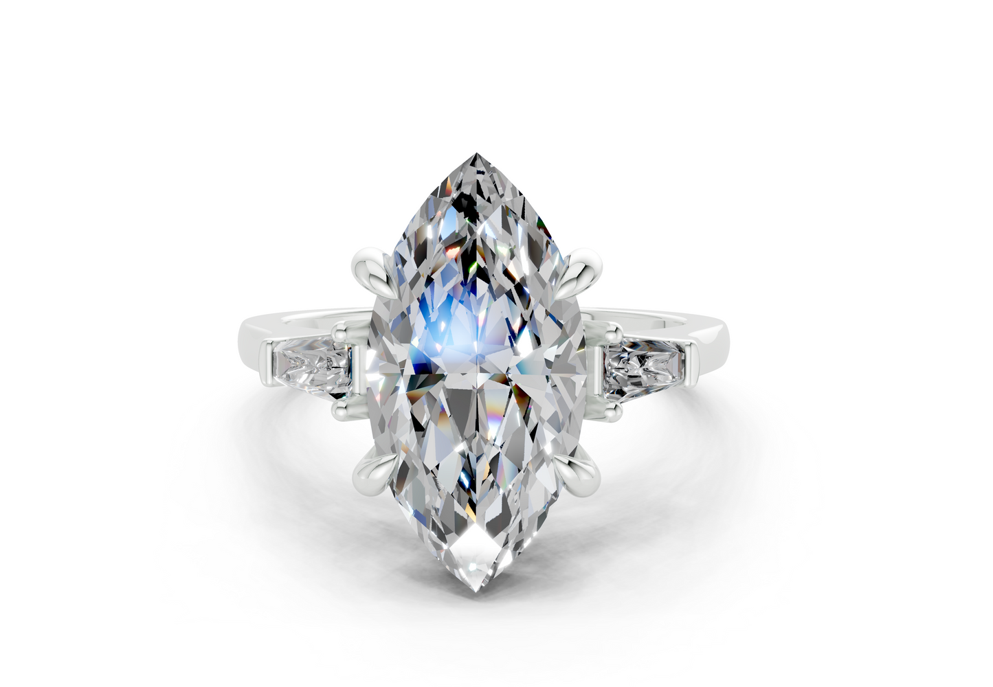 Isla Diamond Three Stone Marquise Cut 1.8mm Engagement Ring