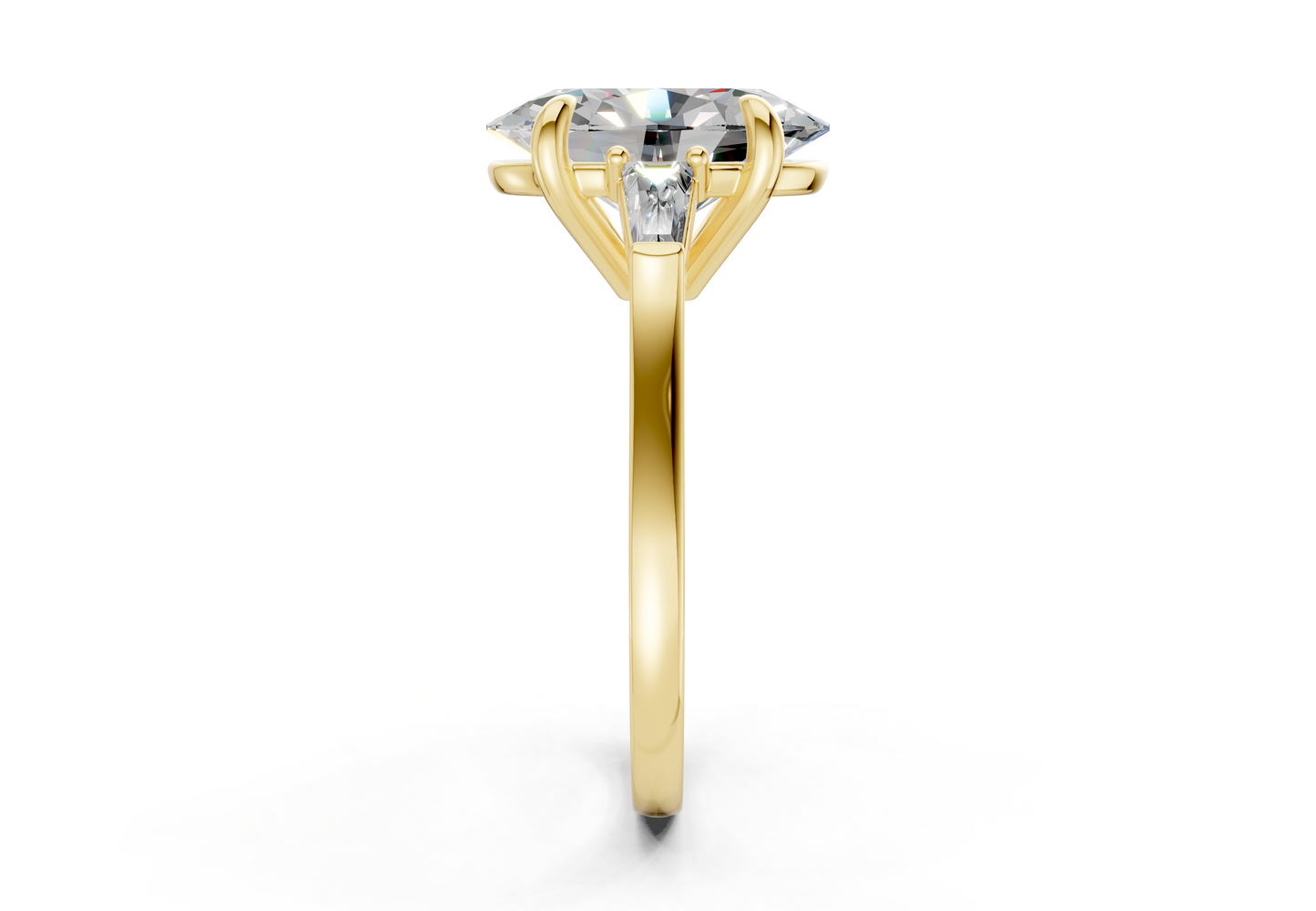 Isla Diamond Three Stone Oval Cut 1.8mm Engagement Ring
