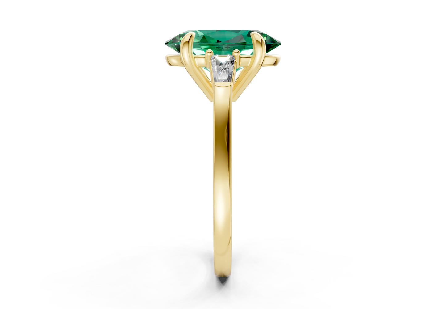 Isla Emerald Gemstone Three Stone Oval Cut 1.8mm Engagement Ring