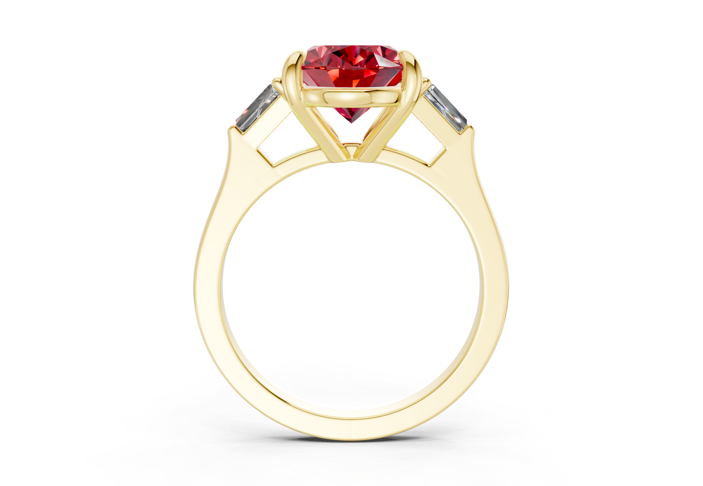 Isla Ruby Gemstone Three Stone Oval Cut 1.8mm Engagement Ring