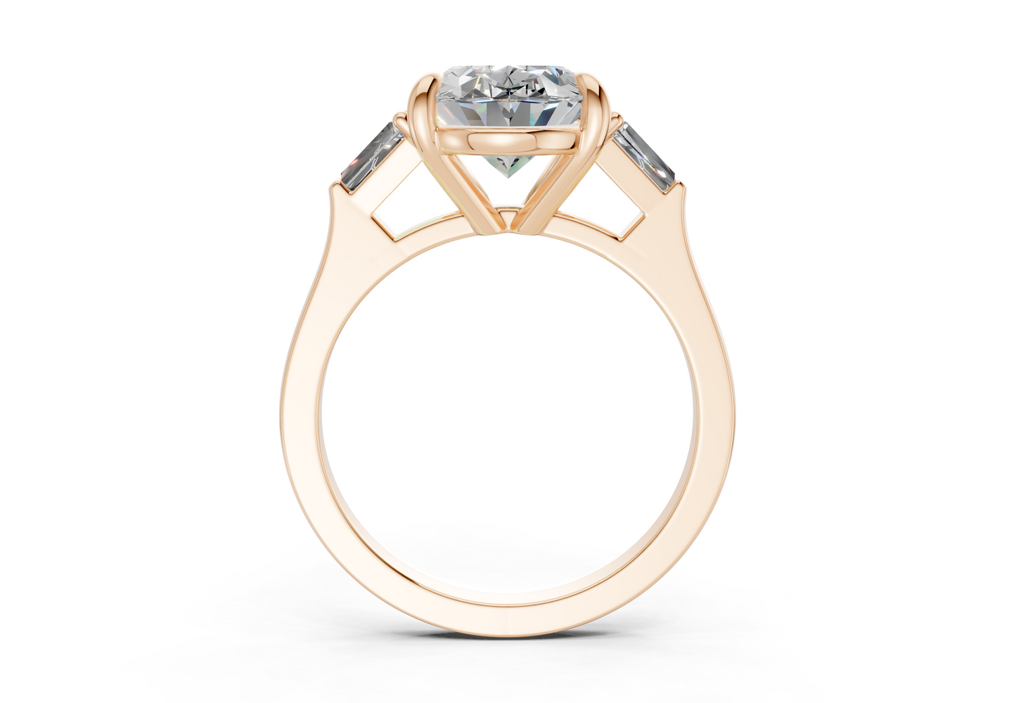 Isla Diamond Three Stone Oval Cut 1.8mm Engagement Ring
