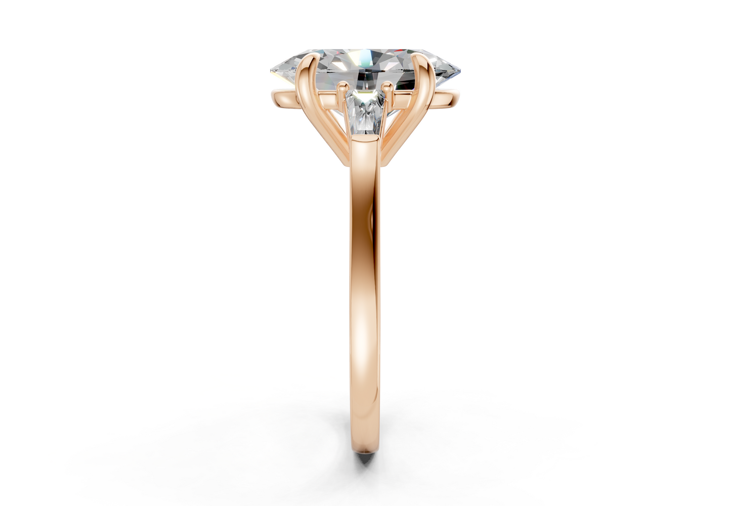 Isla Diamond Three Stone Oval Cut 1.8mm Engagement Ring
