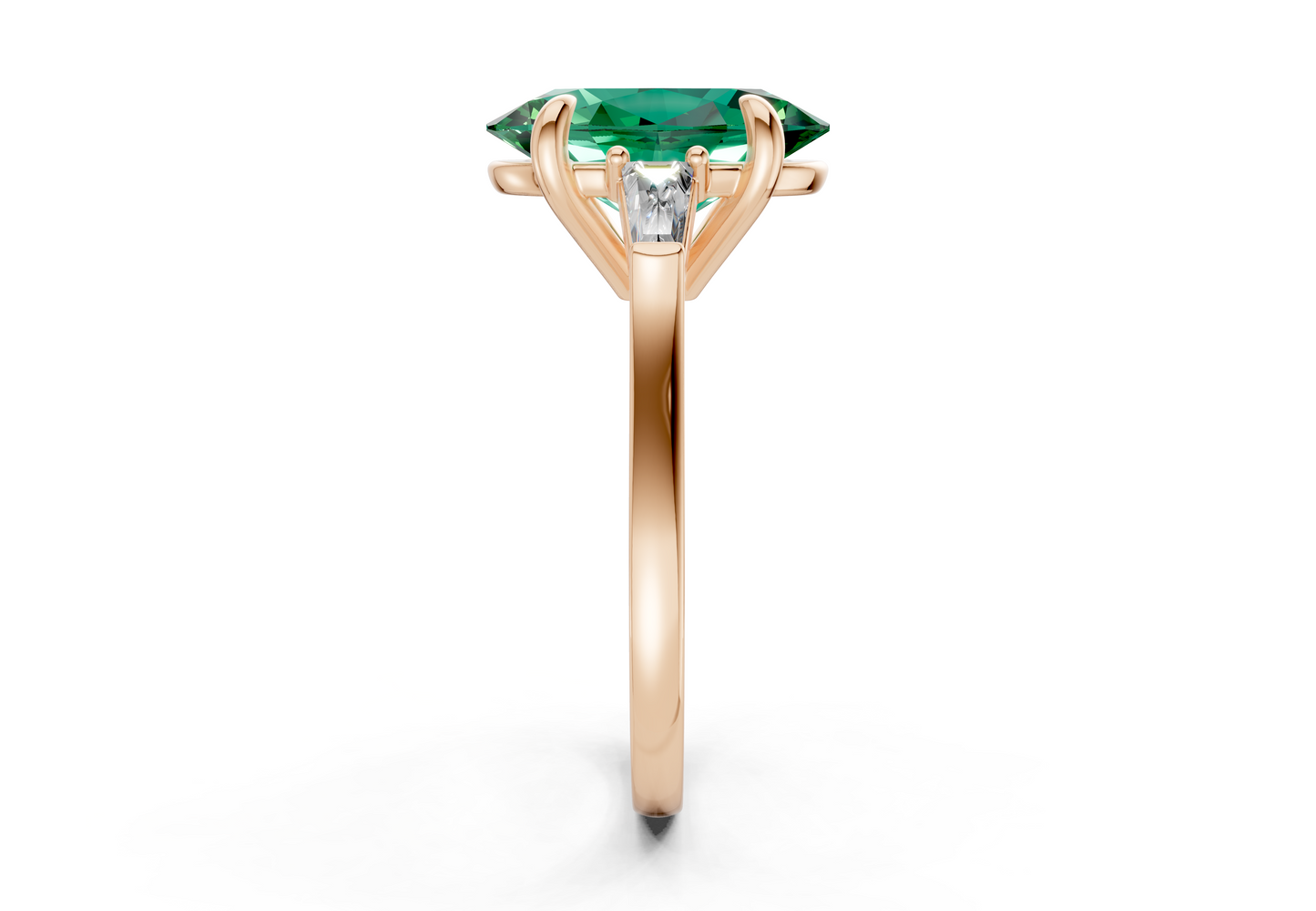 Isla Emerald Gemstone Three Stone Oval Cut 1.8mm Engagement Ring