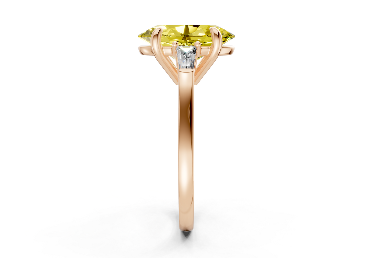 Isla Yellow Diamond Three Stone Oval Cut 1.8mm Engagement Ring