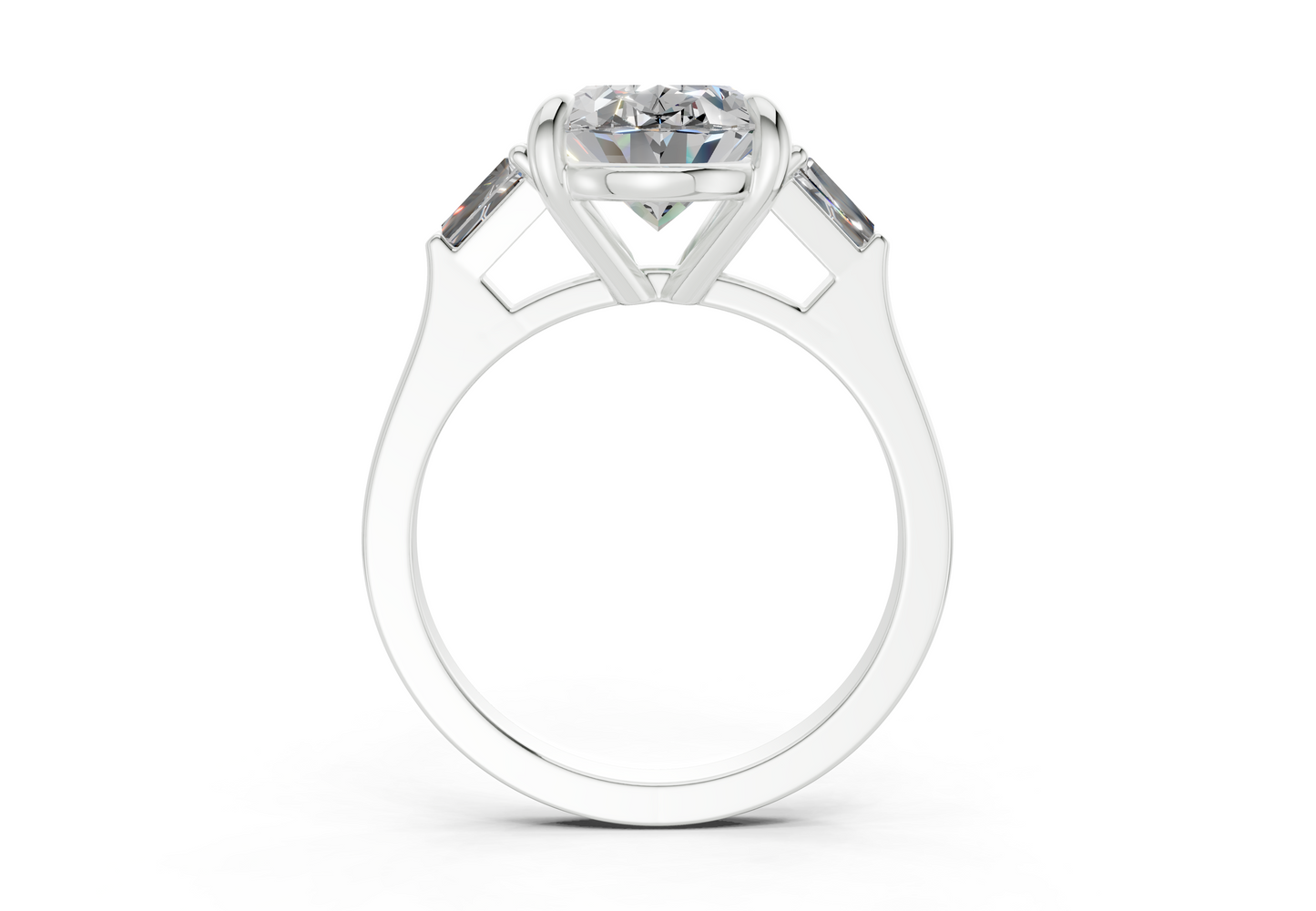 Isla Diamond Three Stone Oval Cut 1.8mm Engagement Ring