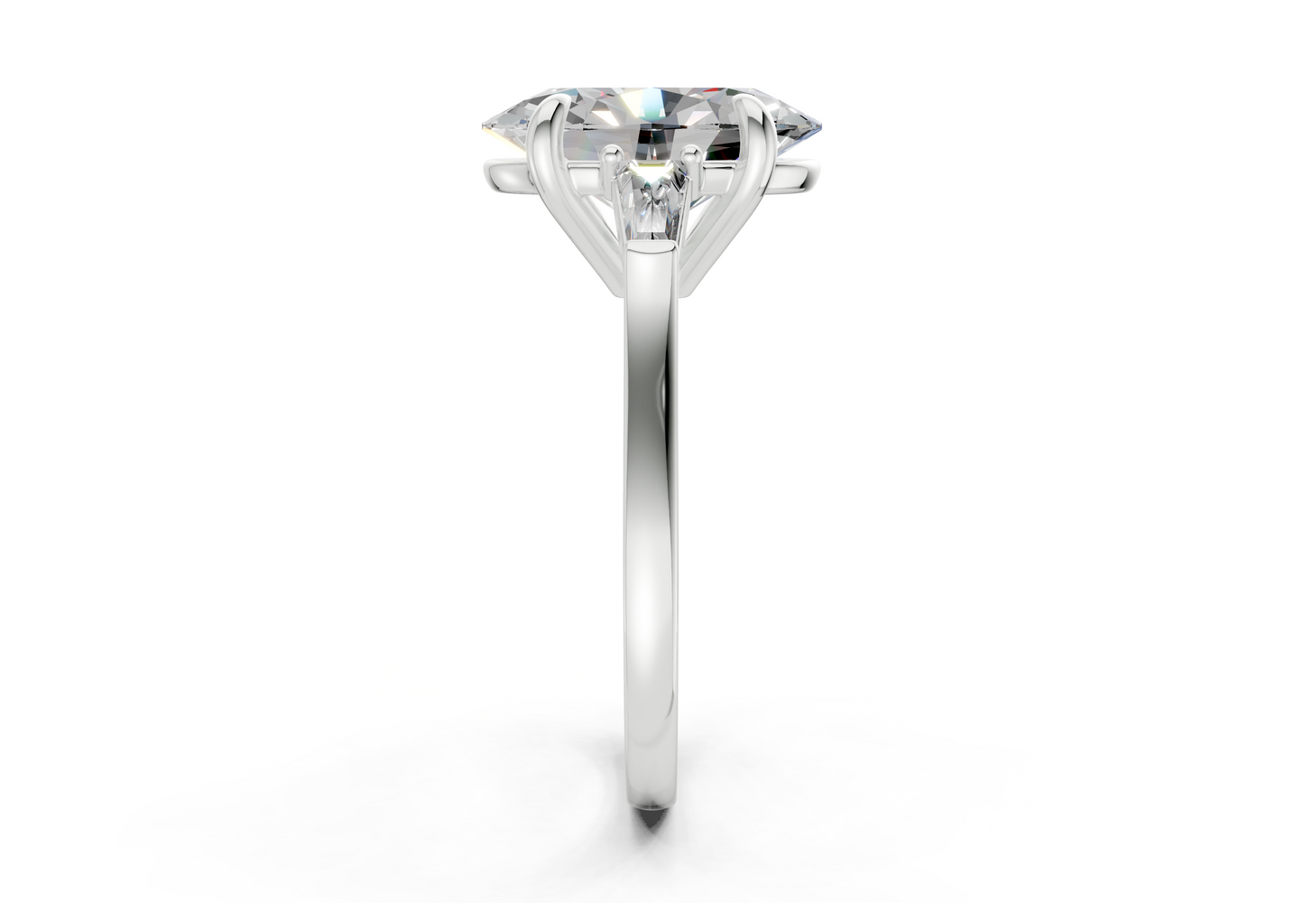 Isla Diamond Three Stone Oval Cut 1.8mm Engagement Ring