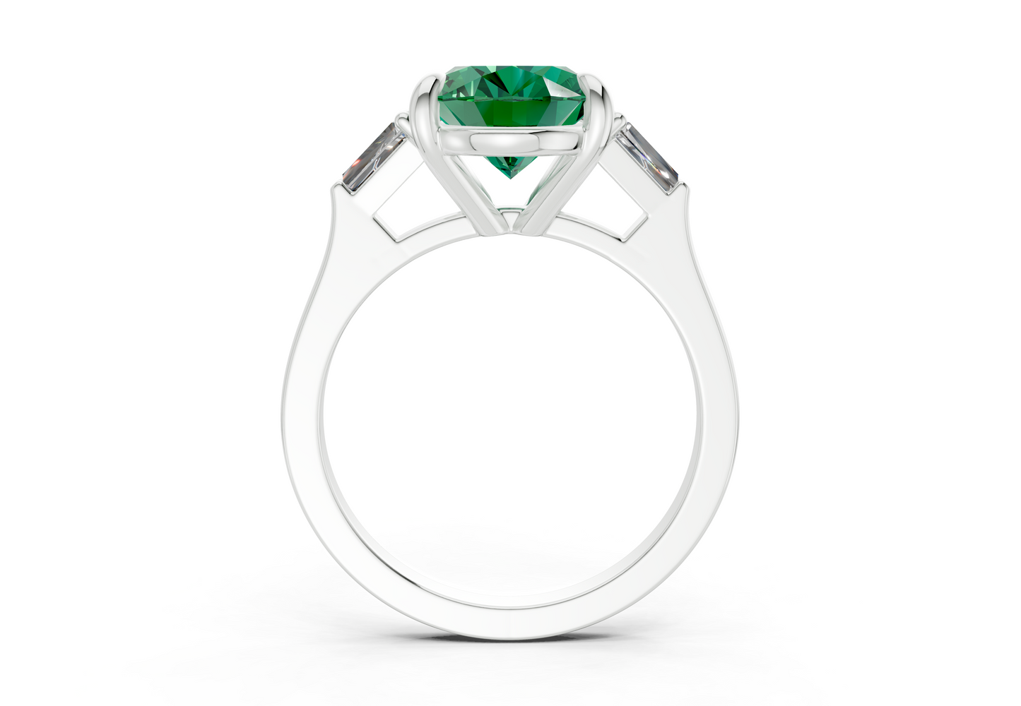 Isla Emerald Gemstone Three Stone Oval Cut 1.8mm Engagement Ring