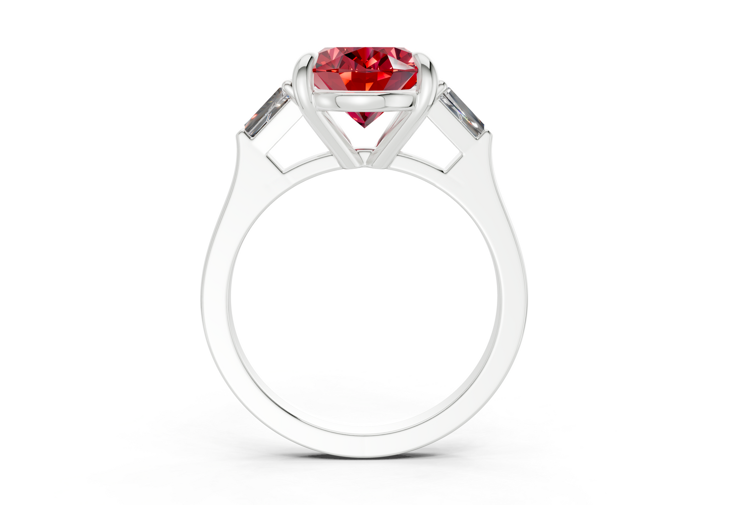 Isla Ruby Gemstone Three Stone Oval Cut 1.8mm Engagement Ring