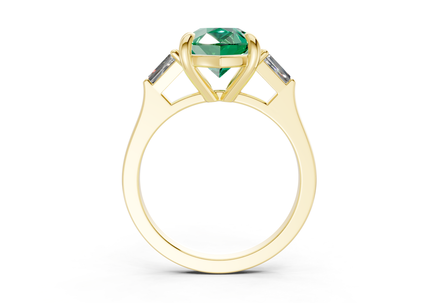 Isla Emerald Gemstone Three Stone Pear Cut 1.8mm Engagement Ring