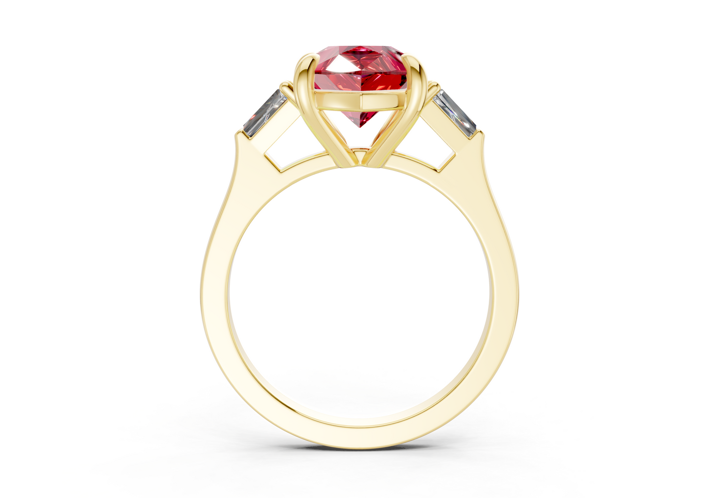 Isla Ruby Gemstone Three Stone Pear Cut 1.8mm Engagement Ring