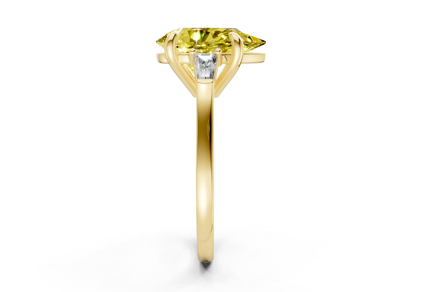 Isla Yellow Diamond Three Stone Pear Cut 1.8mm Engagement Ring