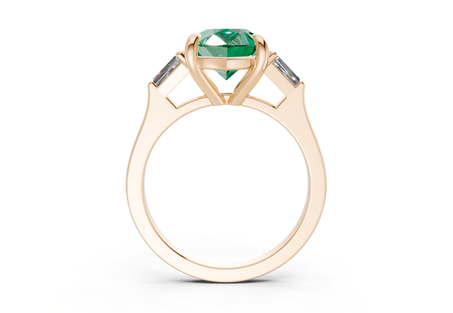 Isla Emerald Gemstone Three Stone Pear Cut 1.8mm Engagement Ring
