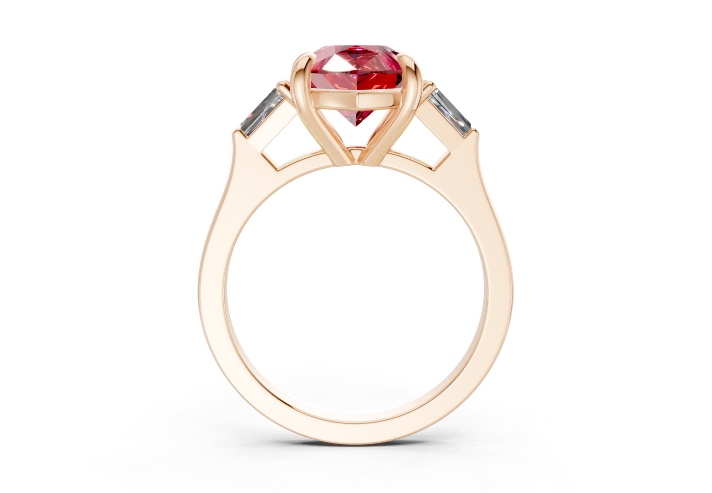 Isla Ruby Gemstone Three Stone Pear Cut 1.8mm Engagement Ring