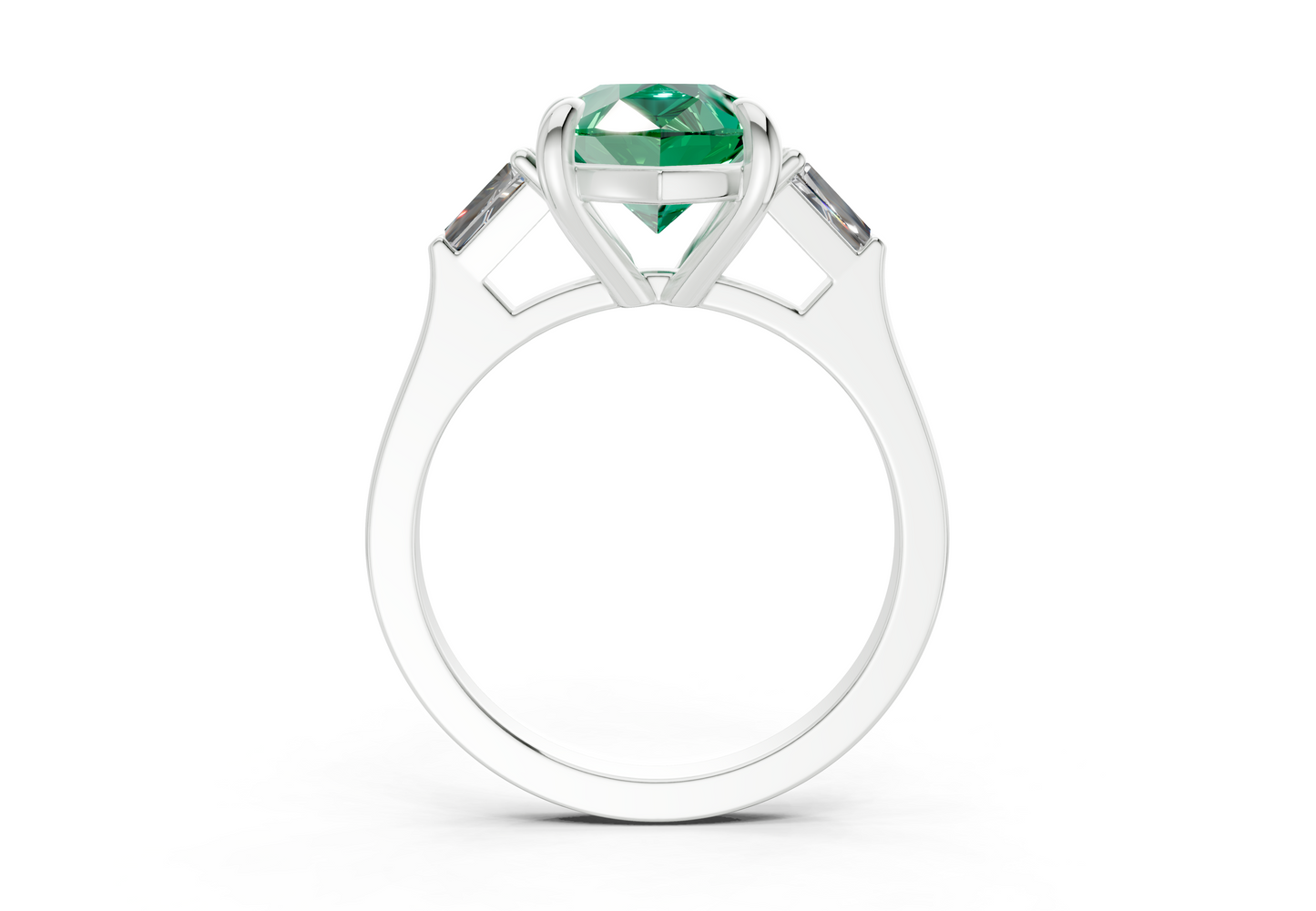 Isla Emerald Gemstone Three Stone Pear Cut 1.8mm Engagement Ring
