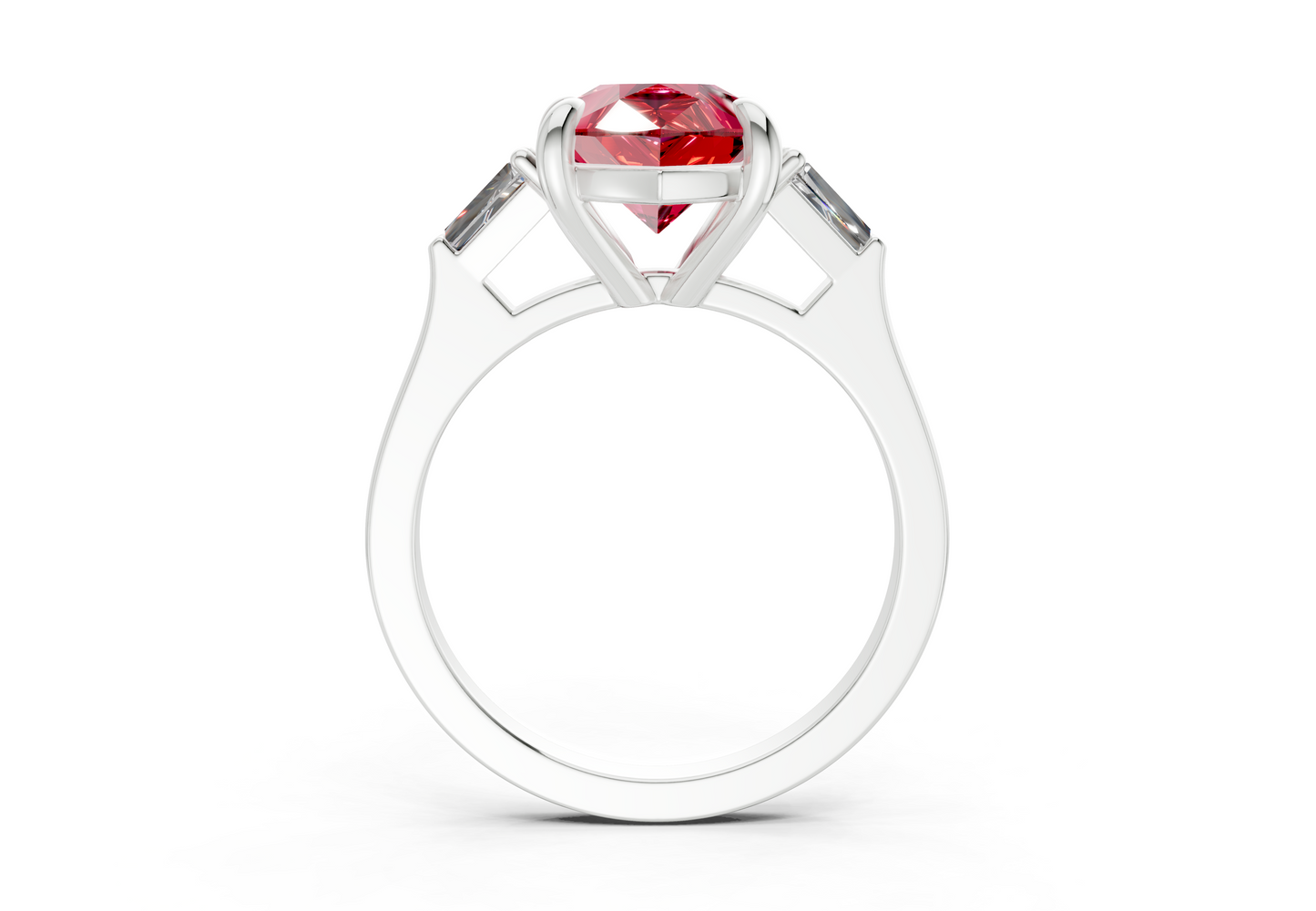 Isla Ruby Gemstone Three Stone Pear Cut 1.8mm Engagement Ring