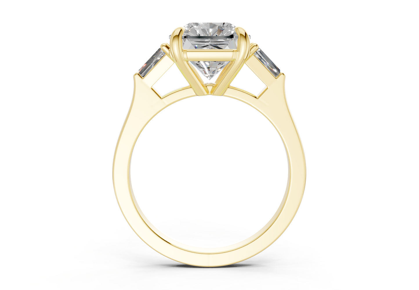 Isla Diamond Three Stone Radiant Square Cut 1.8mm Engagement Ring