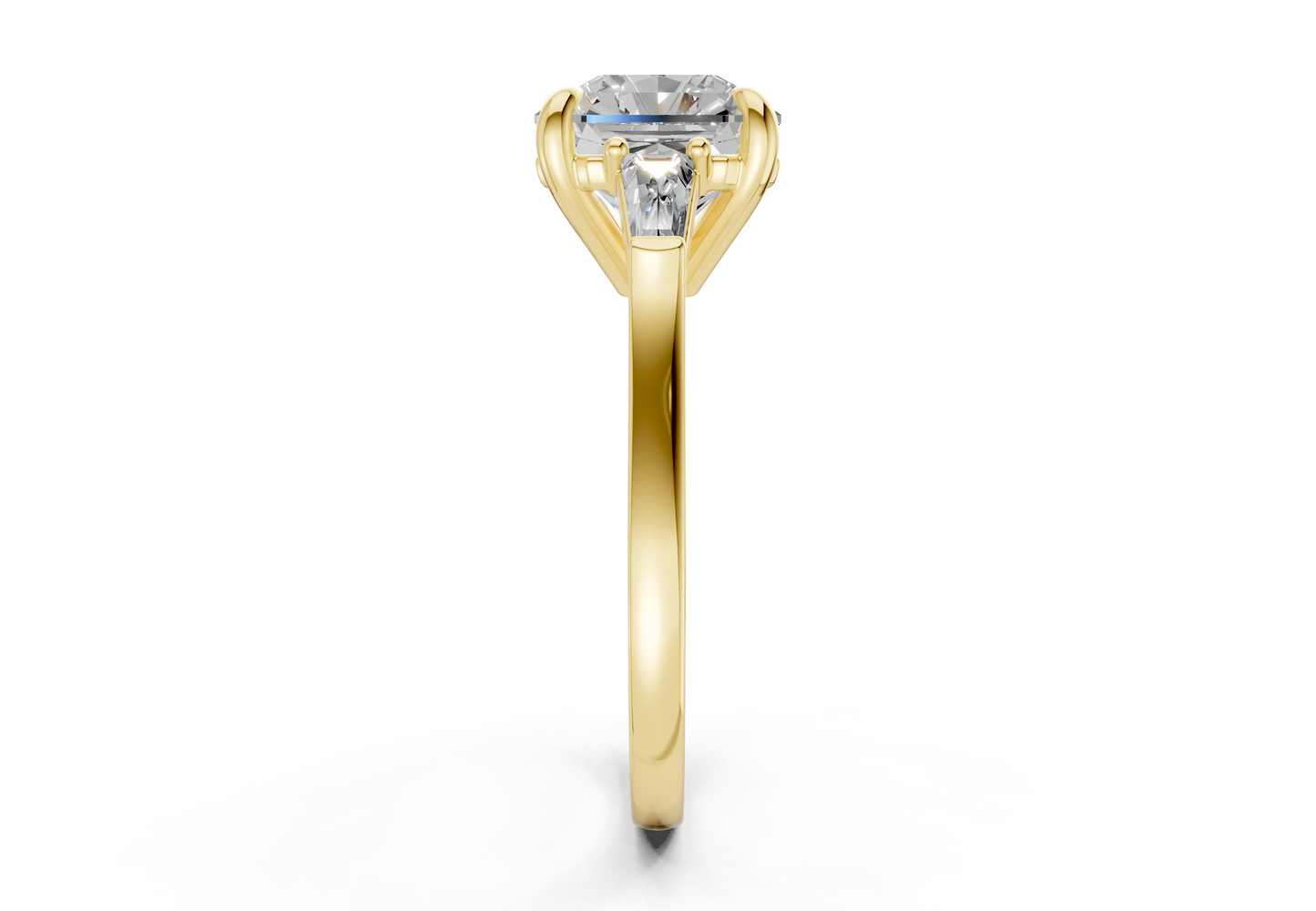 Isla Diamond Three Stone Radiant Square Cut 1.8mm Engagement Ring