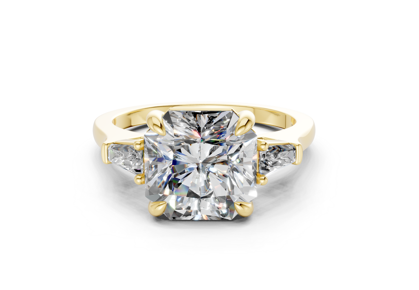 Isla Diamond Three Stone Radiant Square Cut 1.8mm Engagement Ring