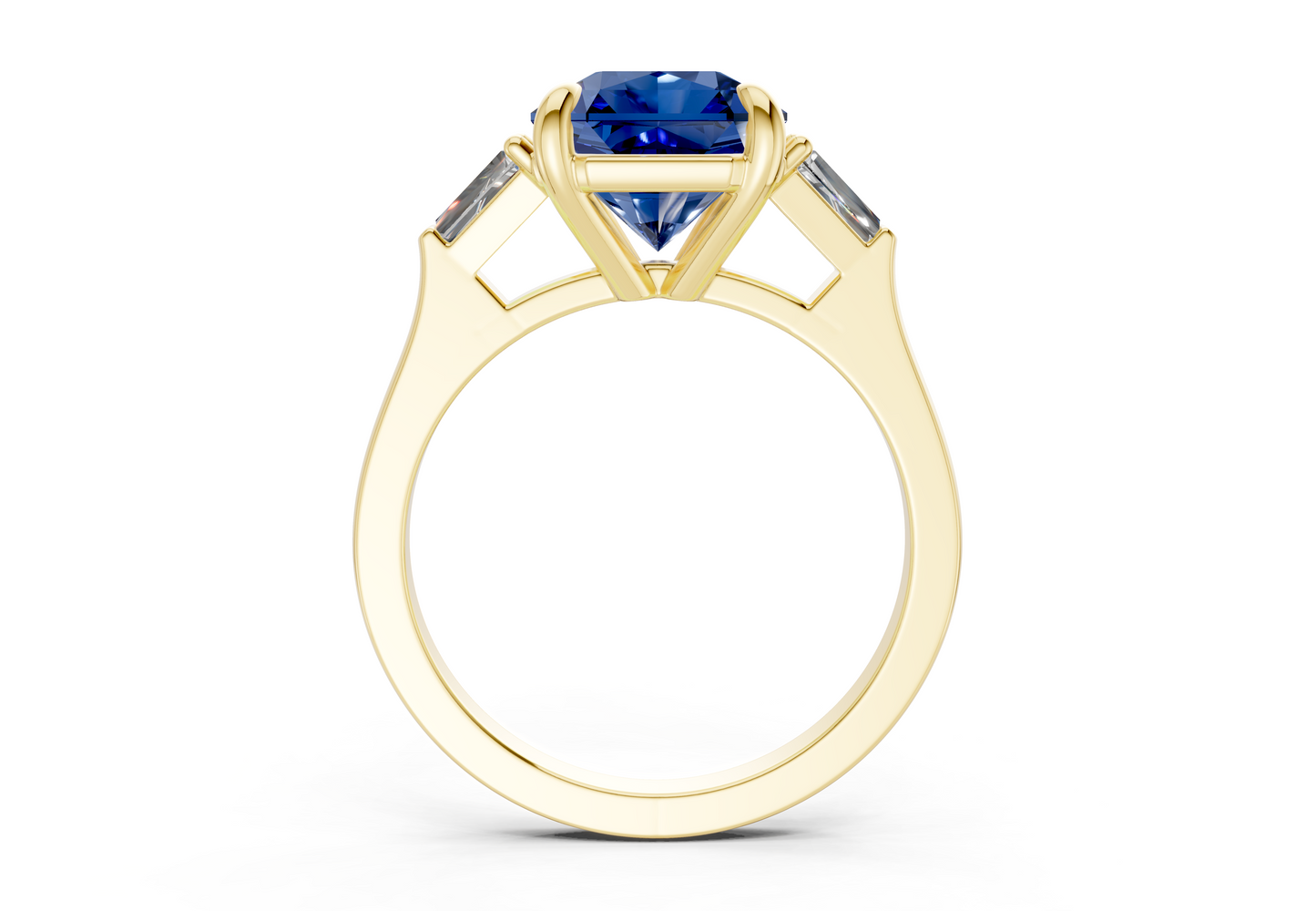 Isla Sapphire Gemstone Three Stone Radiant Square Cut 1.8mm Engagement Ring