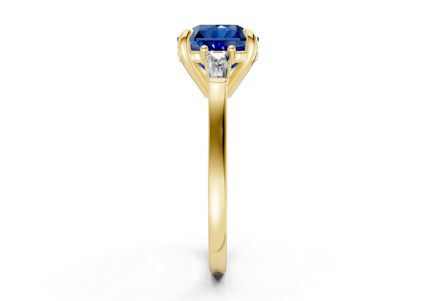 Isla Sapphire Gemstone Three Stone Radiant Square Cut 1.8mm Engagement Ring