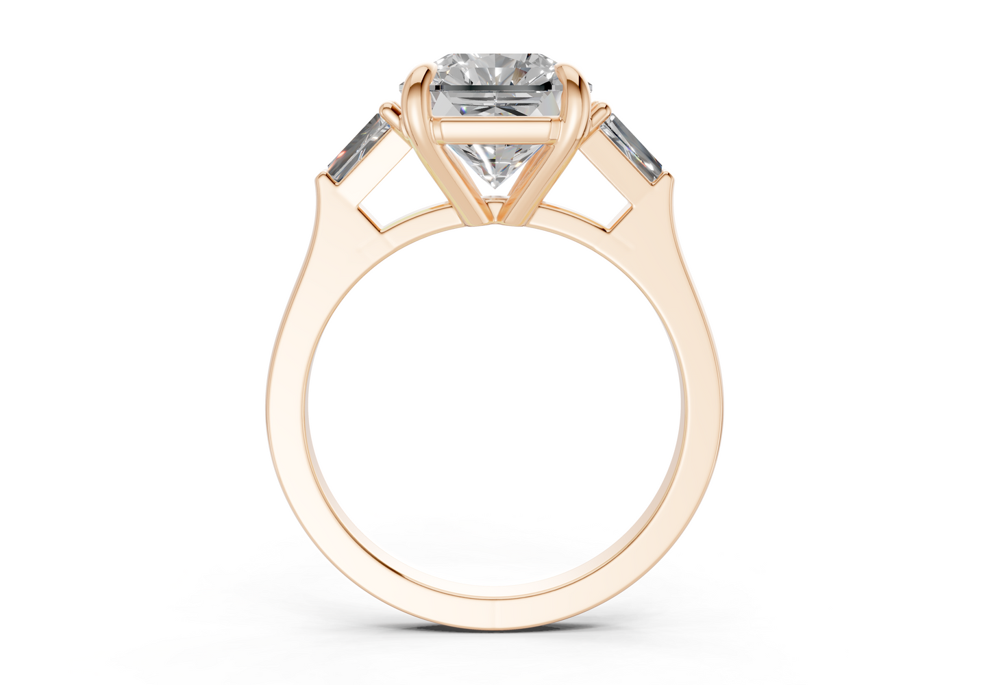 Isla Diamond Three Stone Radiant Square Cut 1.8mm Engagement Ring