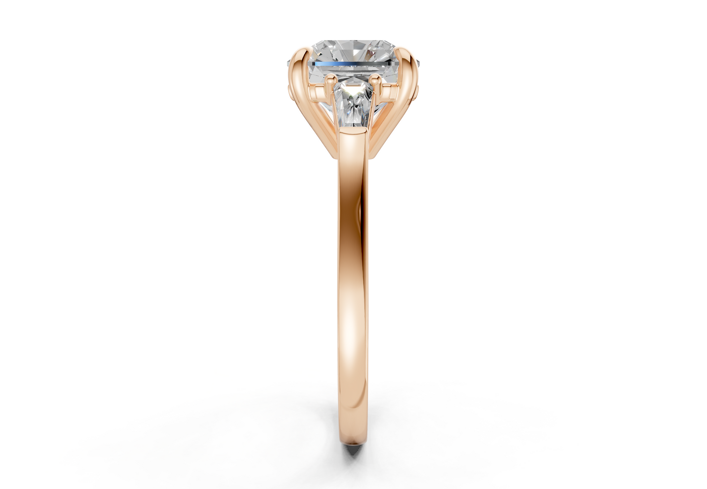 Isla Diamond Three Stone Radiant Square Cut 1.8mm Engagement Ring