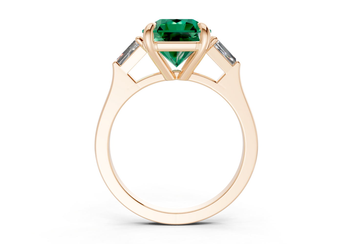 Isla Emerald Gemstone Three Stone Radiant Square Cut 1.8mm Engagement Ring