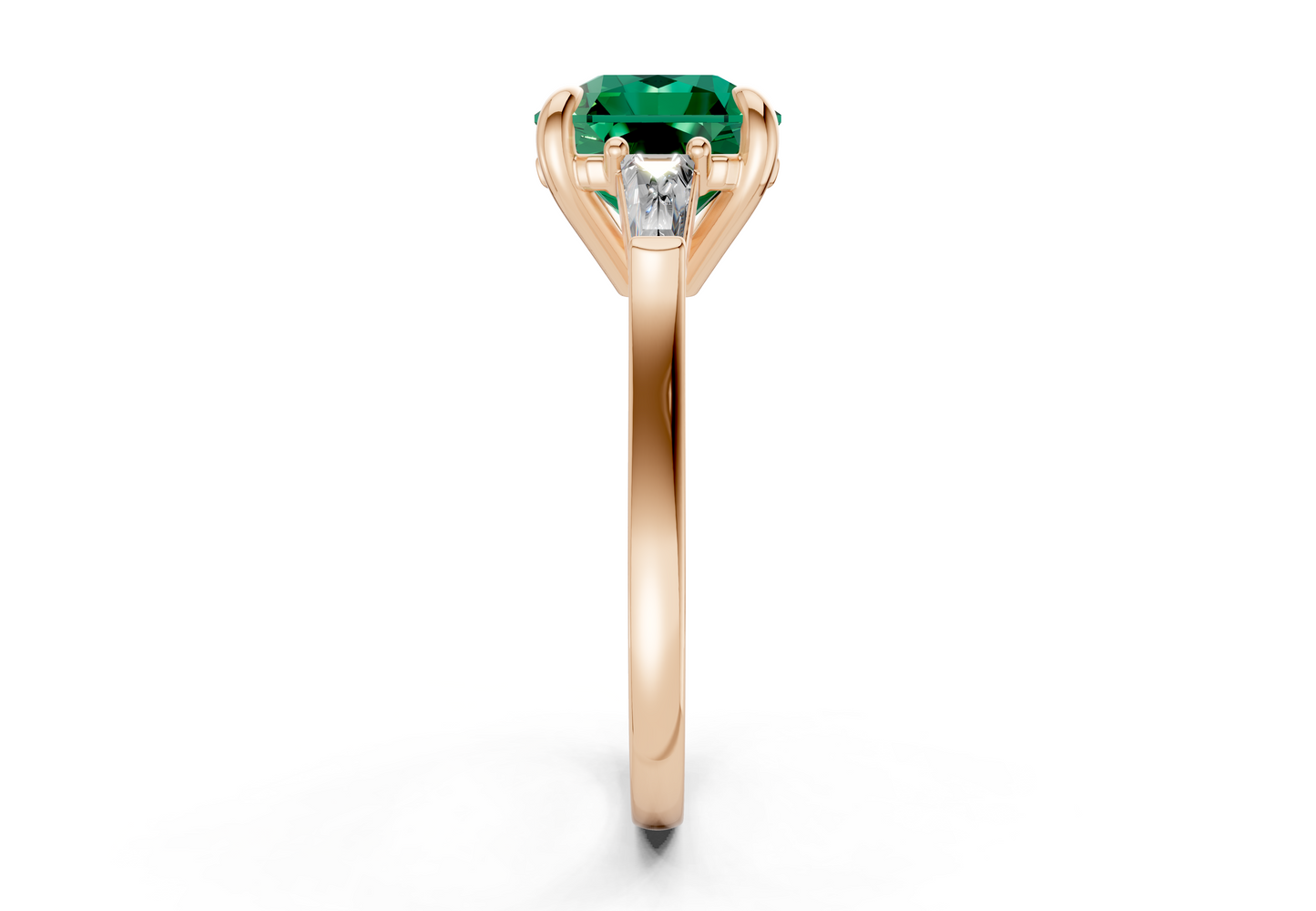 Isla Emerald Gemstone Three Stone Radiant Square Cut 1.8mm Engagement Ring