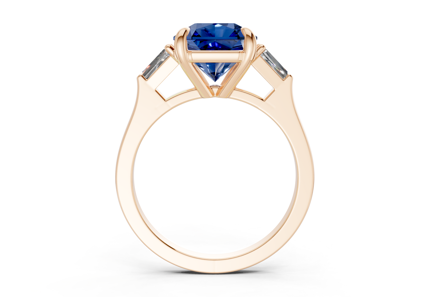 Isla Sapphire Gemstone Three Stone Radiant Square Cut 1.8mm Engagement Ring