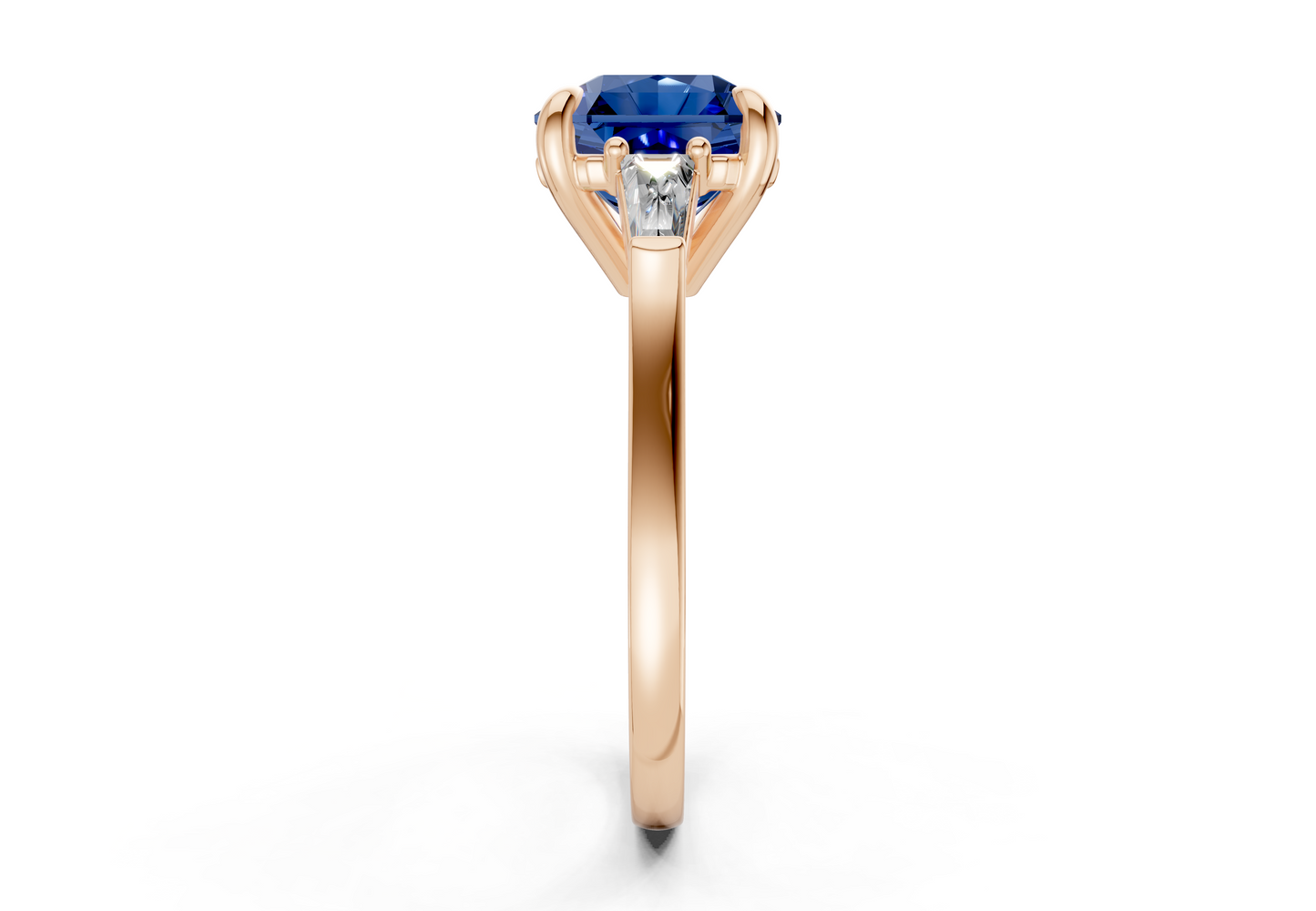 Isla Sapphire Gemstone Three Stone Radiant Square Cut 1.8mm Engagement Ring