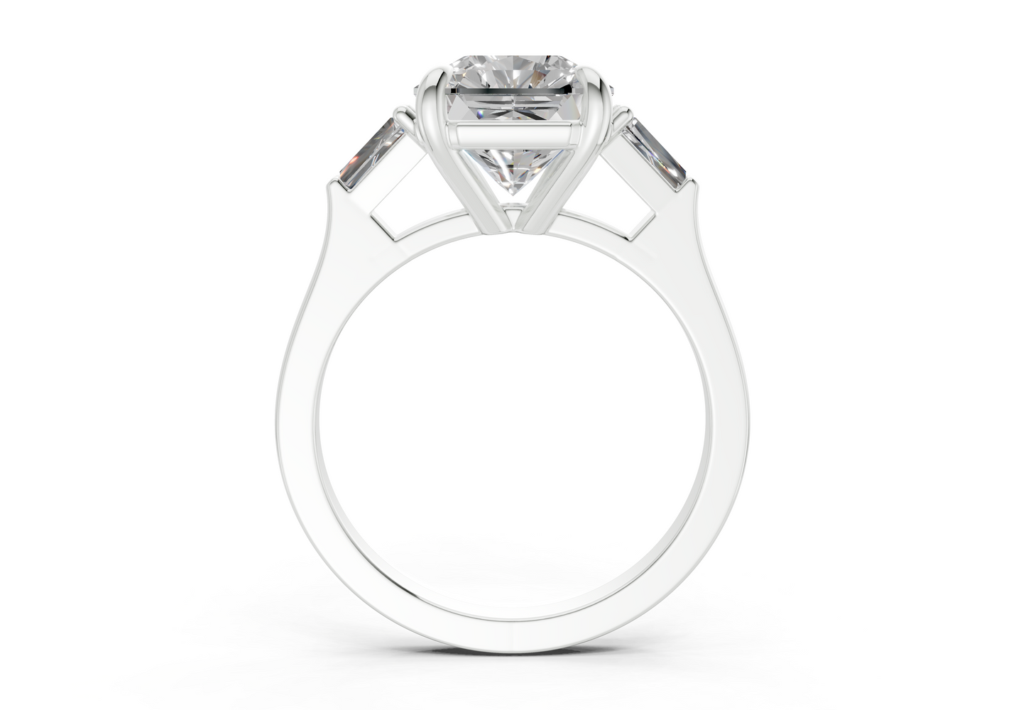 Isla Diamond Three Stone Radiant Square Cut 1.8mm Engagement Ring