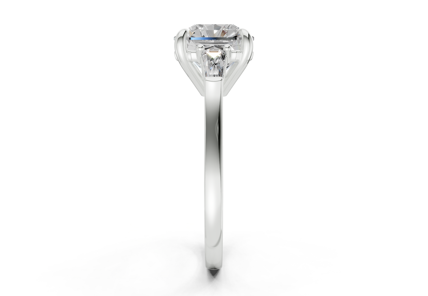 Isla Diamond Three Stone Radiant Square Cut 1.8mm Engagement Ring