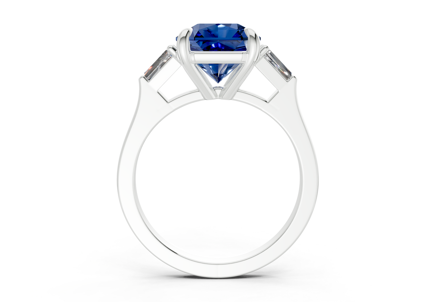 Isla Sapphire Gemstone Three Stone Radiant Square Cut 1.8mm Engagement Ring