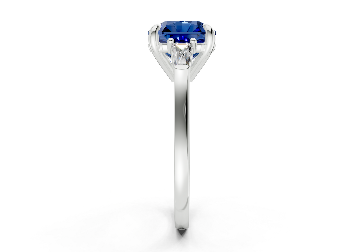 Isla Sapphire Gemstone Three Stone Radiant Square Cut 1.8mm Engagement Ring