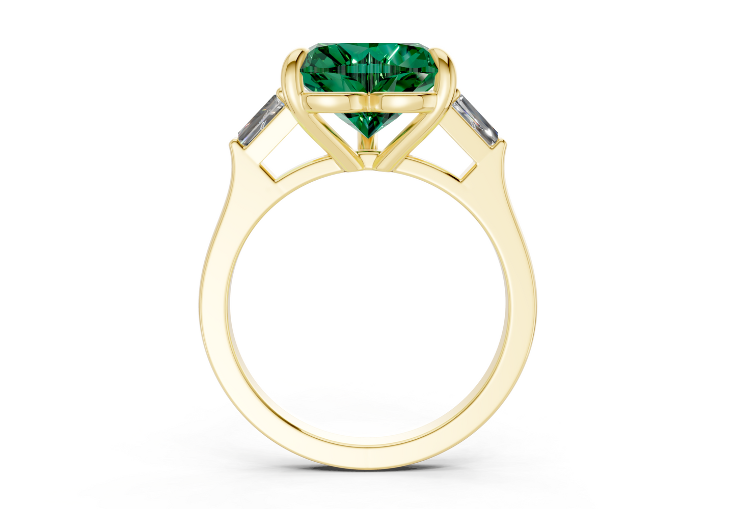 Isla Emerald Gemstone Three Stone Heart Cut 1.8mm Engagement Ring