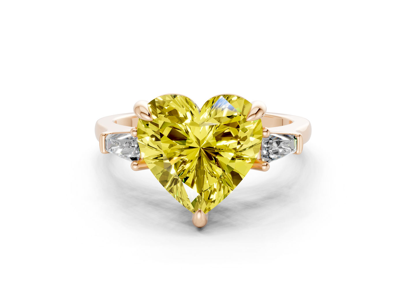 Isla Yellow Diamond Three Stone Heart Cut 1.8mm Engagement Ring