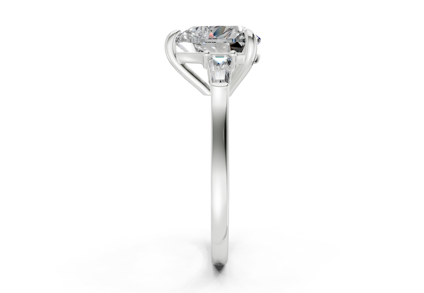 Isla Diamond Three Stone Heart Cut 1.8mm Engagement Ring