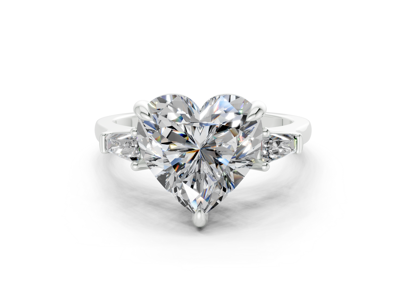 Isla Diamond Three Stone Heart Cut 1.8mm Engagement Ring