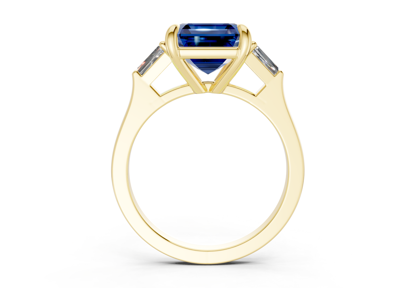 Isla Sapphire Gemstone Three Stone Asscher Cut 1.8mm Engagement Ring