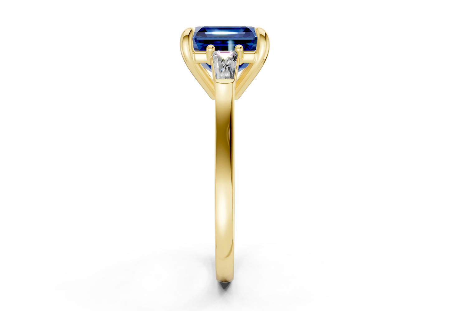 Isla Sapphire Gemstone Three Stone Asscher Cut 1.8mm Engagement Ring