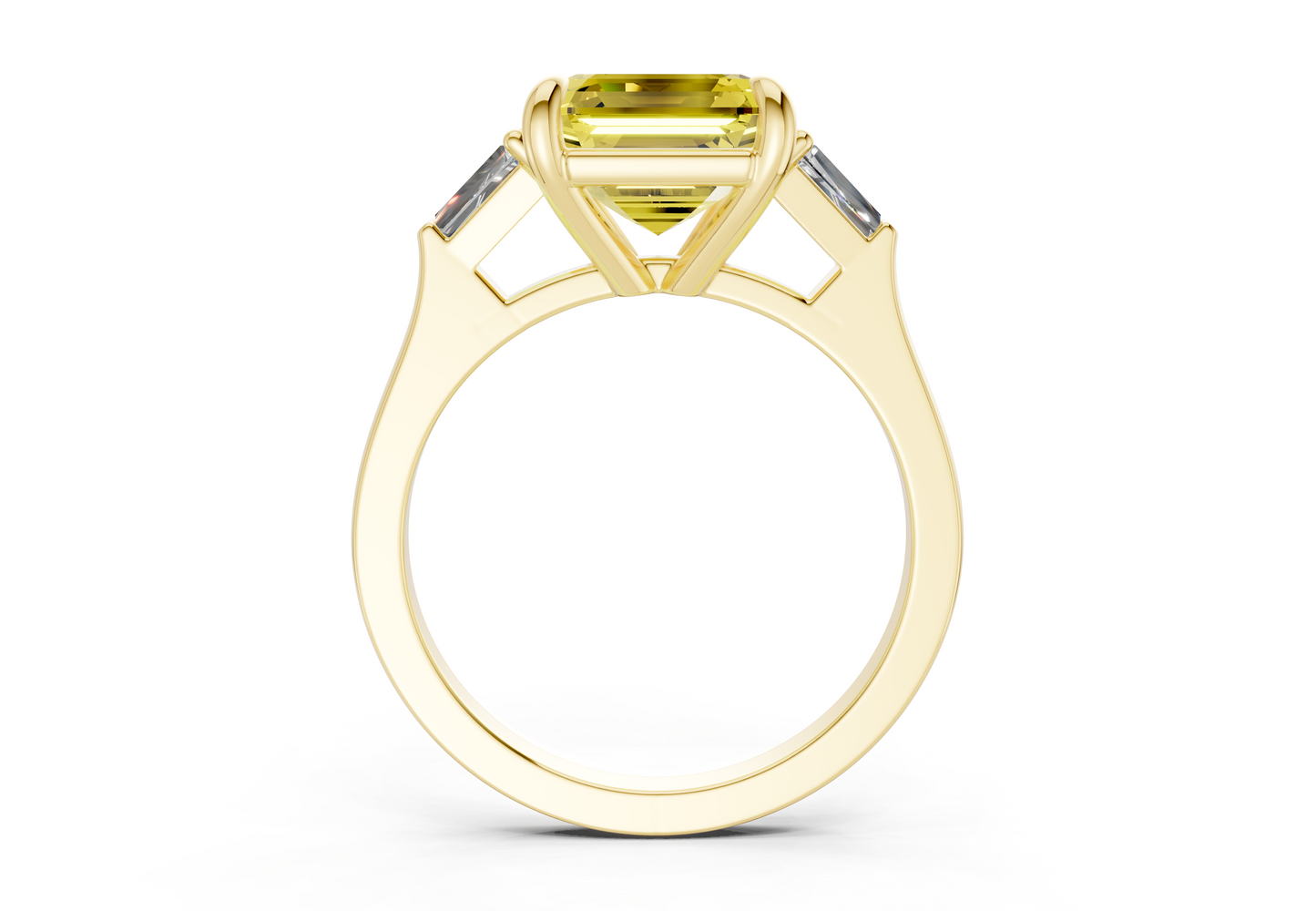 Isla Yellow Diamond Three Stone Asscher Cut 1.8mm Engagement Ring