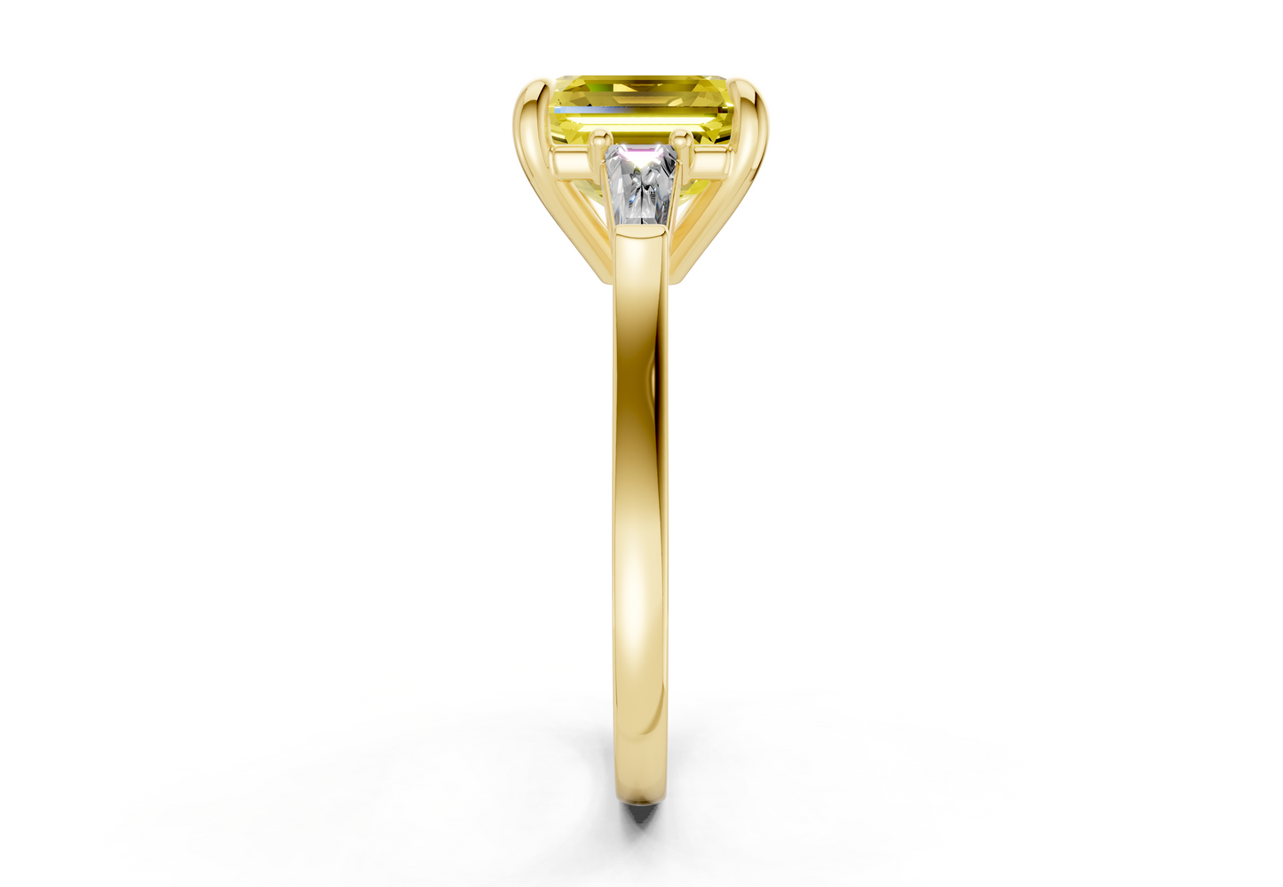 Isla Yellow Diamond Three Stone Asscher Cut 1.8mm Engagement Ring