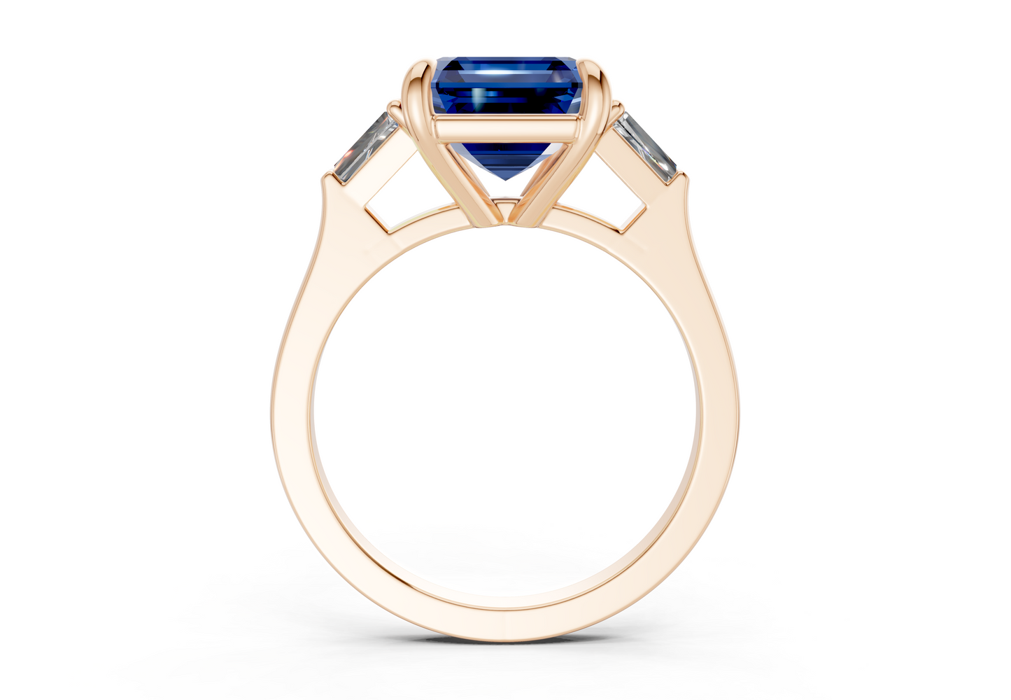 Isla Sapphire Gemstone Three Stone Asscher Cut 1.8mm Engagement Ring